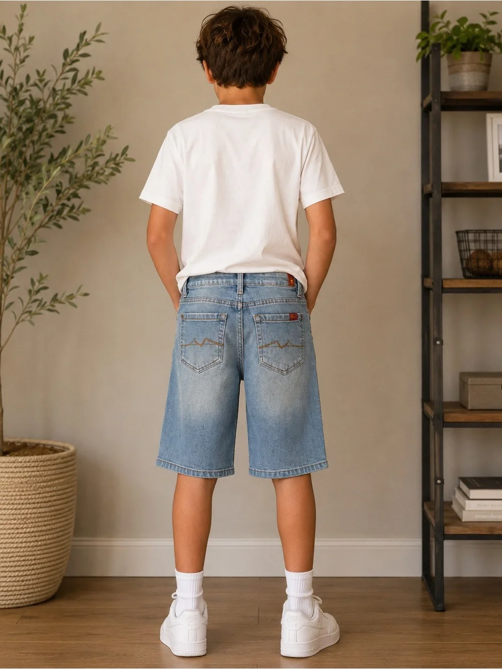 7 For All Mankind Light Blue Denim Jean Shorts